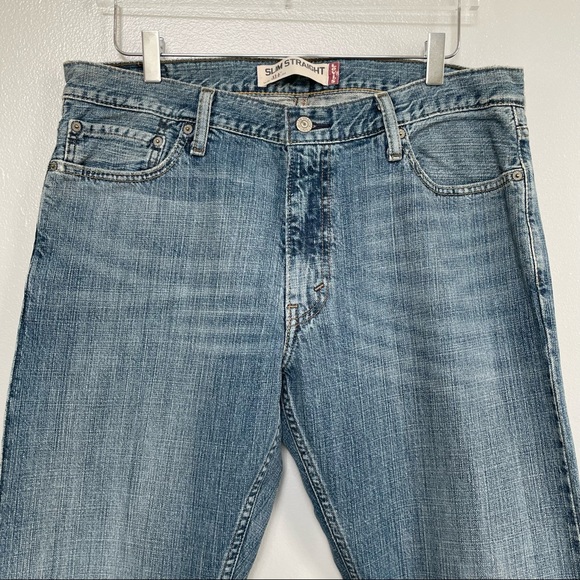 Levis 514 Mens Slim Straight Jeans BlueStretch Light Wash Denim 36 x 30 - Picture 3 of 8